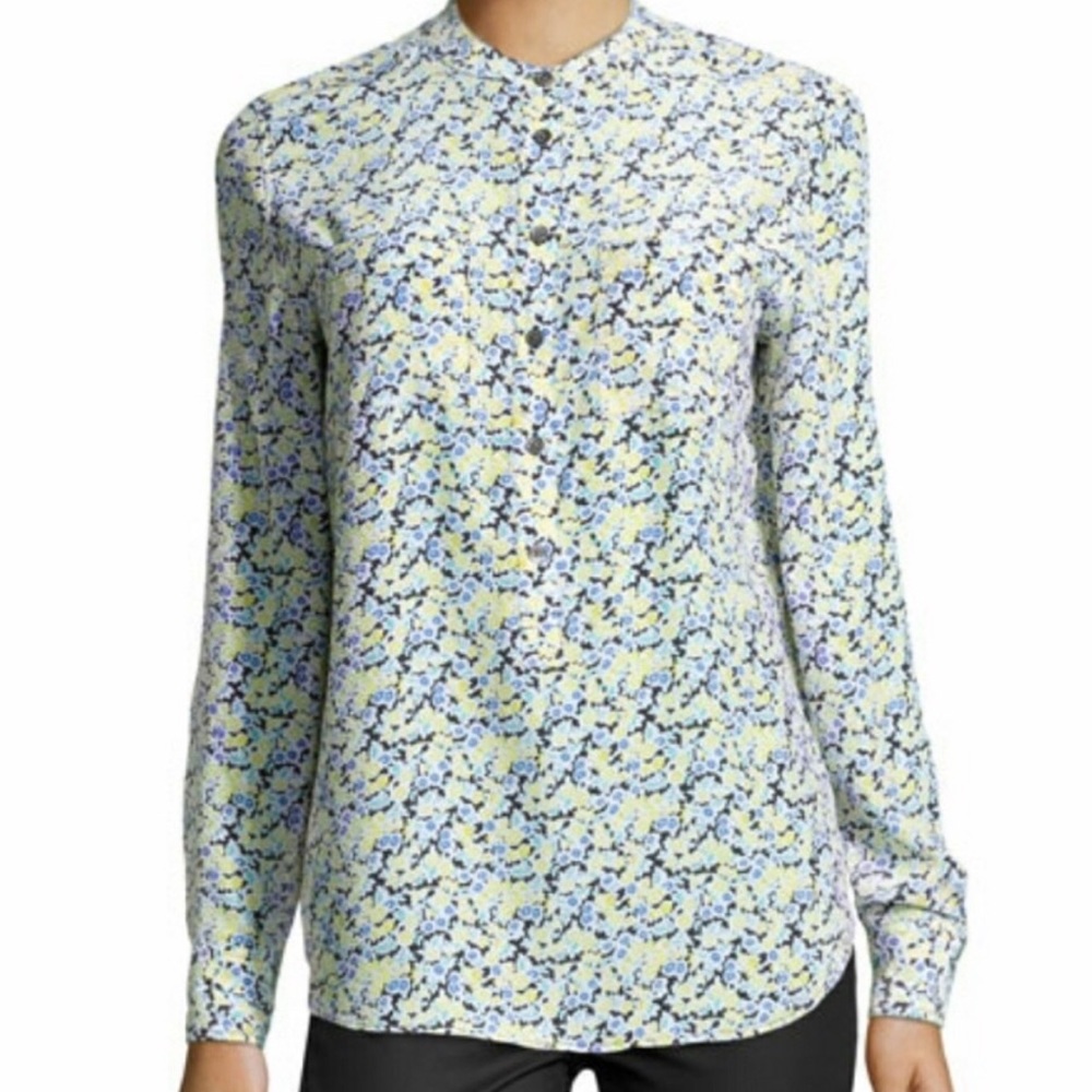 Equipment Floral Silk Blouse Button Front Small